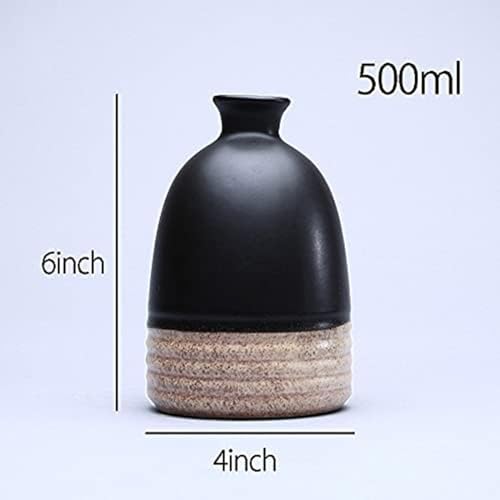 Mozacona 1pcs Retro Ceramic Japanese Sake Bottle, 500ml with Cork – Gift Ready