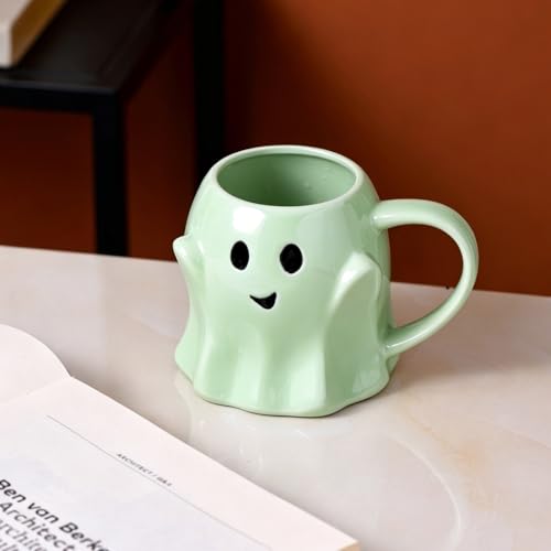 Green Halloween Ghost Mug 3D Ceramic Coffee Cup - Novelty Spooky Drinkware