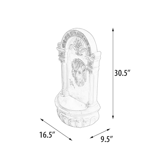 Lion Head Wall Fountain - Tuscan Style Outdoor Decor with Antique Finish