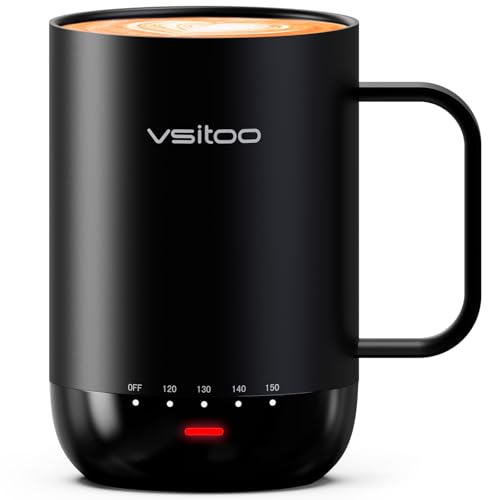 VSITOO S3 Pro 16oz Black Smart Self-Heating Coffee Mug with Temperature Control