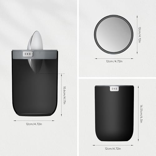 Mini Tabletop Trash Bin with Swing Lid – 1.5L Small Desktop Trash Can (Black)