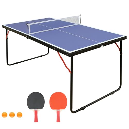 4.5ft Foldable Ping Pong Table Set - Portable Table Tennis with Net & Paddles