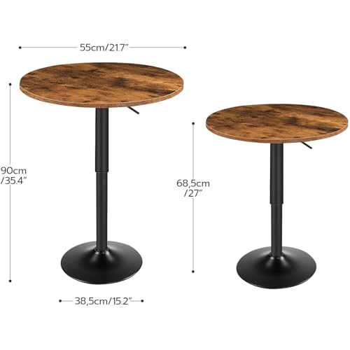 Height-Adjustable Round Pub Table, Modern Small Space Bar Table
