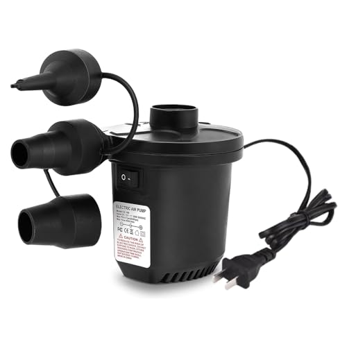 Electric Air Pump for Inflatables with 3 Nozzles - Fast Inflator & Deflator