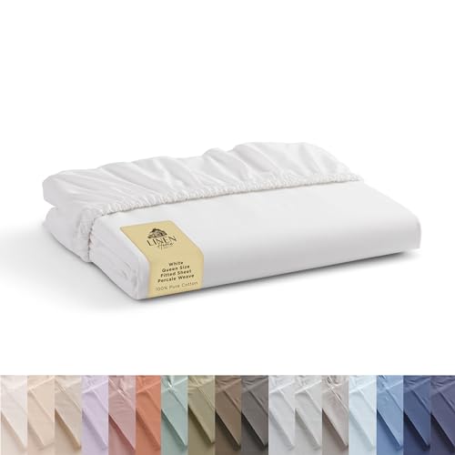Linen Home 100% Cotton Queen Fitted Sheet - Deep Pocket Percale Weave