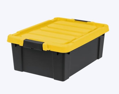 Heavy Duty Storage Tote - 12-Gallon Stackable Bins with Latching Lid | Black 3-Pack