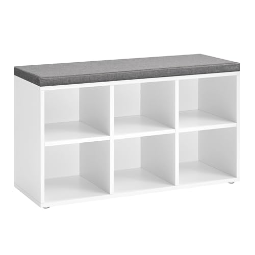 6-Compartment Shoe Storage Bench with Padded Seat and Adjustable Shelves