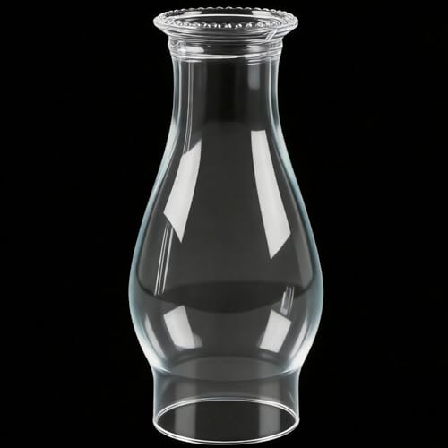 Clear Glass Oil Lamp Chimney Replacement - 3-Inch Fitter x 8-Inch Globe