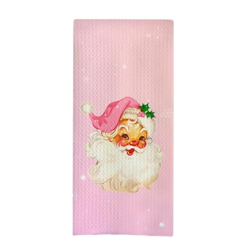 GCFET Santa-02 Pink Christmas Dish Towels 16x24 Inch Kitchen Decor Gift