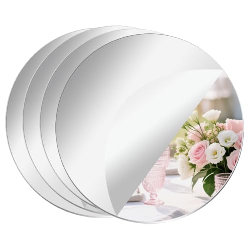 4 Pcs 10-Inch Round Acrylic Mirror Tiles - Self-Adhesive Wall Decor