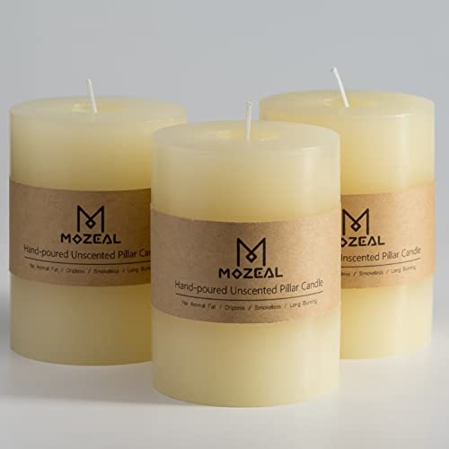 Unscented Dripless Pillar Candles Set of 3 - 3" x 4" Ivory, 72 Hours Burn Time
