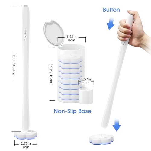 Disposable Toilet Bowl Cleaner Wand Set with 40 Refill Heads & Caddy