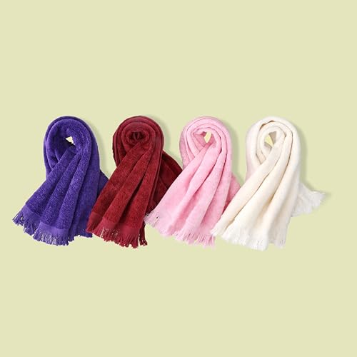 Reversible Cotton Fingertip Hand Towels with Fringed Edges - 11 x 18 Inch