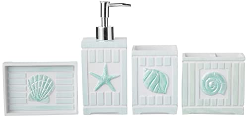 4-Piece Beach Shells Bathroom Accessory Set - Resin Bath Décor