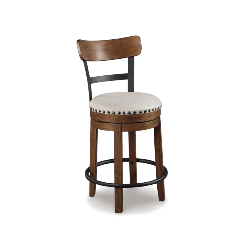 Rustic Industrial Counter Height Swivel Bar Stool with Nailhead Trim