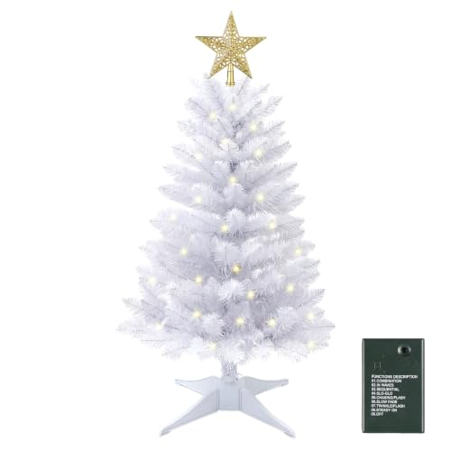 White 3ft Artificial Christmas Tree Prelit Mini Tabletop Holiday Tree