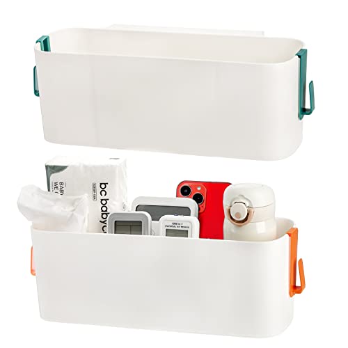 2-Pack Bedside Caddy Organizer, Plastic Hanging Storage Shelf for Bunk Beds