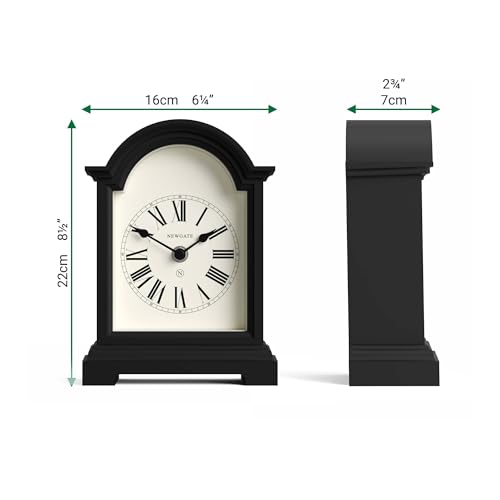 Arch Top Mantel Clock, Silent Quartz Desk and Shelf Clock, Black