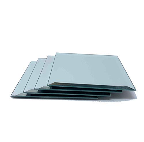 5-Inch Square Beveled Mirror Plates for Centerpieces - Set of 12
