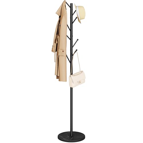 Freestanding Coat Rack with Marble Base, 8-Hook Heavy Duty Coat Tree