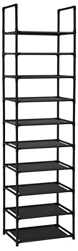 10-Tier Shoe Rack Organizer - Tall 20-Pair Space Saving Shelf, Black