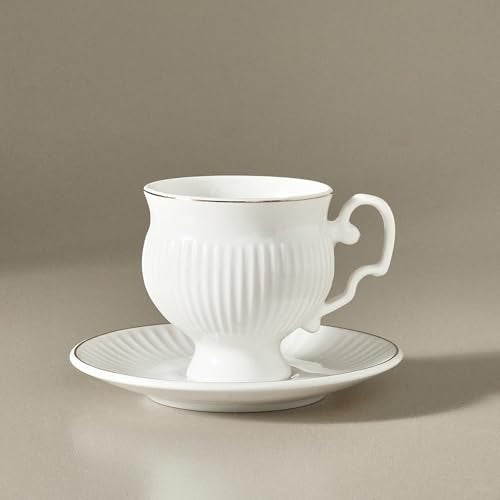 KARACA Malta 12-Piece Porcelain Espresso & Turkish Coffee Cup Set with Gold Trim - 6 People