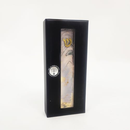Lilac Marble Art Glass Mezuzah with Gold Accents – Handcrafted Wall Decor