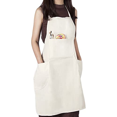 Professional 100% Cotton Canvas Bib Apron with 3 Pockets for Men and Women