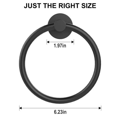 SetSail Matte Black Towel Ring for Bathroom Wall Stainless Steel