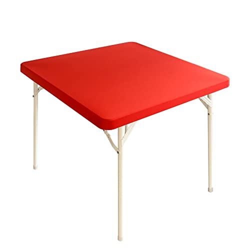 Monibana Red 48x48 Inch Elastic Square Tablecloth Fitted Spandex Cover