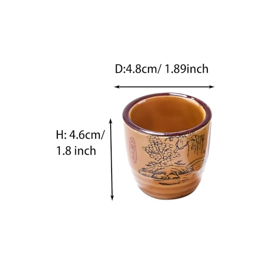 Japanese Ceramic Sake Cup Set of 6 - 42ml Vintage Porcelain Drinking Glasses