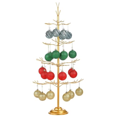 Gold 4-Tier Ornament Display Tree - Tabletop Metal Christmas Stand by XUEMEKO