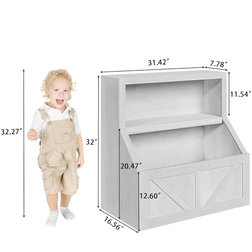 Kids Bookshelf and Toy Storage Organizer with Toy Chest