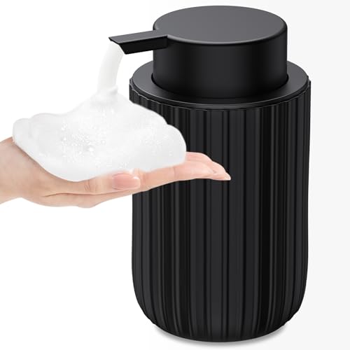 Ceramic Foaming Soap Dispenser, 12 oz Refillable Hand Soap Pump - Black