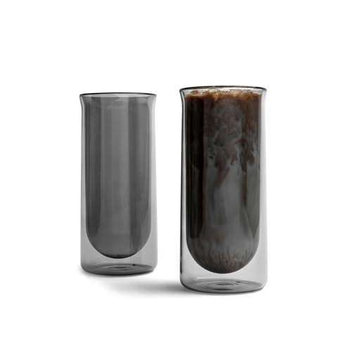 Double-Walled Borosilicate Glass Coffee Mugs - 15.5oz Smoke (Set of 2)