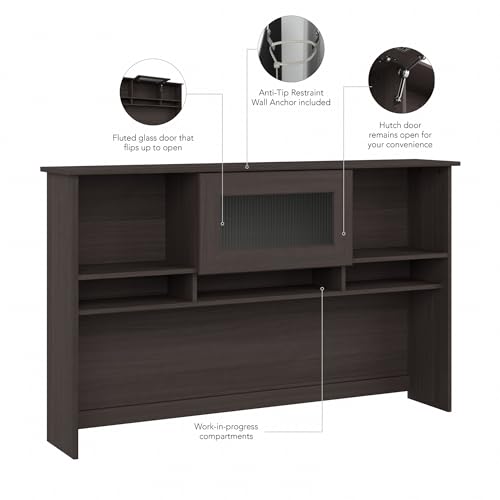 Bush Home Cabot 60W Desk Hutch in Heather Gray - Office Storage & Shelving