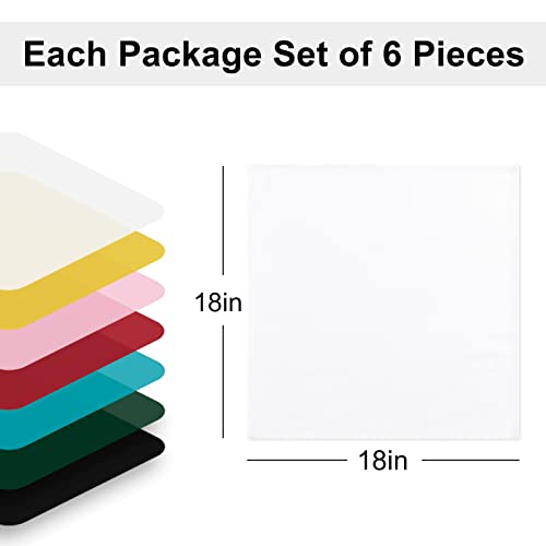 Washable 18x18 Inch Cloth Napkins - Set of 6 White Dinner Napkins