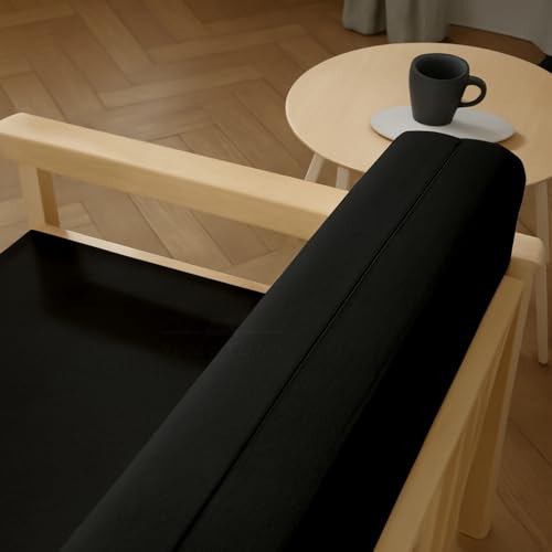 Twin XL Armless Futon Cover - 100% Cotton, Machine Washable, Black
