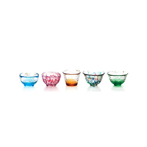 Aderia Tsugaru Biidoro 5-Piece Mini Glass Set - Assorted Japanese Seasonals