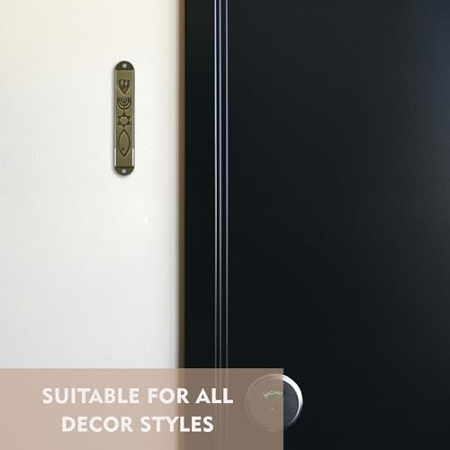 Metal Mezuzah Case Set with Scrolls, 8cm Antique Copper Door Decor