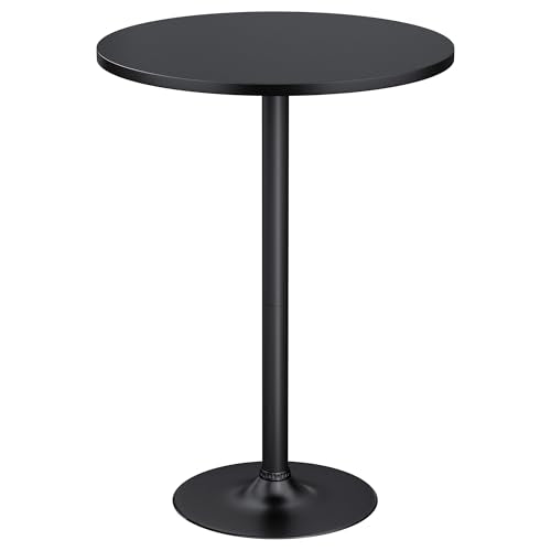 Round Bar Height Pub Table, 41-Inch Tall Cocktail Table with Metal Base