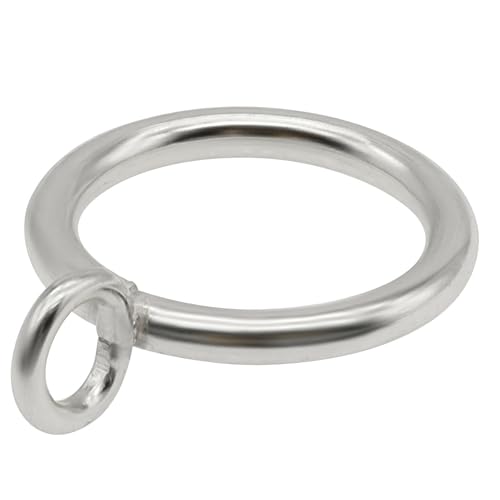 Metal Curtain Rings with Eyelets - 1 Inch Inner Diameter, 28 Pack, Silver