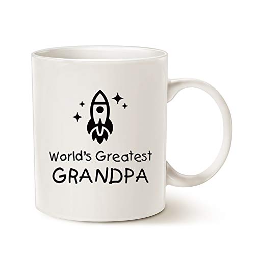 MAUAG Christmas Gifts Grandpa Coffee Mug 11oz - Worlds Greatest Grandpa Rocket Ship Cup - Variation 17
