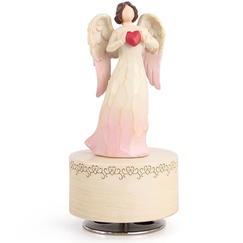 Rotating Angel Music Box, 5.7-Inch Hand-Painted Resin Keepsake Gift