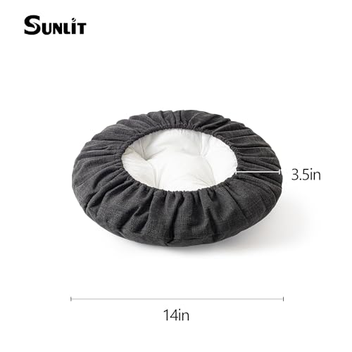 Round Bar Stool Covers - Set of 2 Cushioned Seat Covers, 14 Inch, Black