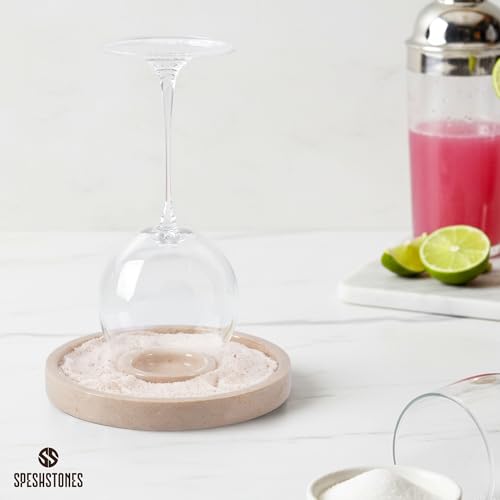Marble Salt Rimmer Set for Cocktails - 6 Inch Glass Rimmer Tray for Margaritas & Drinks
