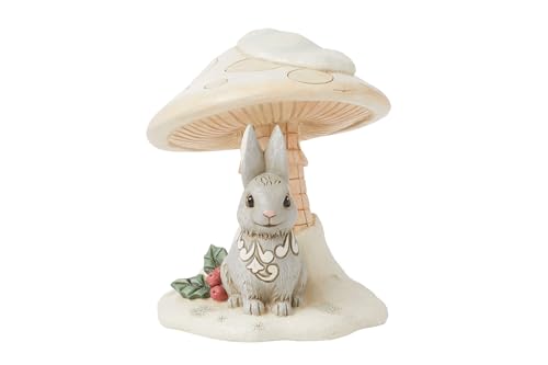 Jim Shore Heartwood Creek Bunny Figurine Under Mushroom - Hand-Painted Resin Home Decor