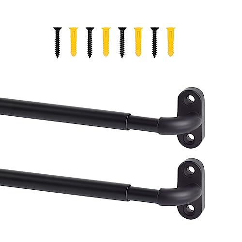 Adjustable French Door Curtain Rod, 18-30 Inch, 2 Pack, Black