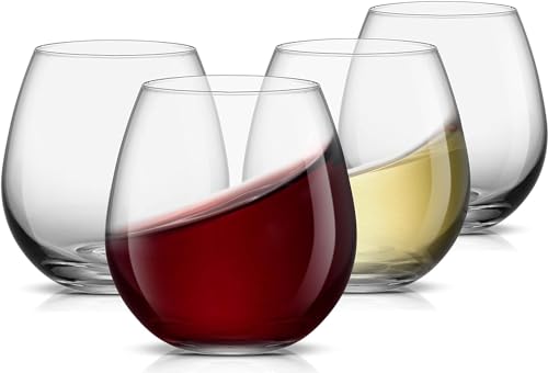 Stemless Wine Glasses - 15 Ounce Shatter-Resistant Set of 4