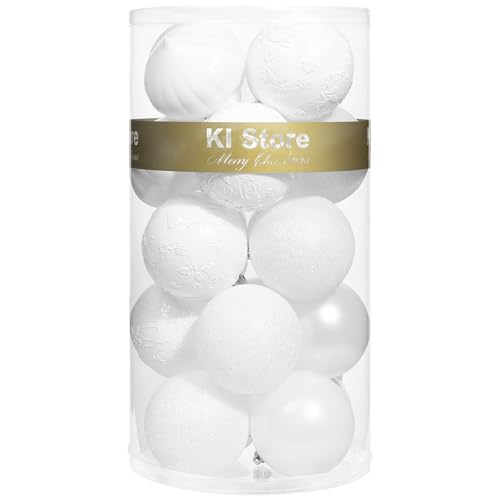White Christmas Ball Ornaments Set of 20 - 3.15-Inch Shatterproof Decor